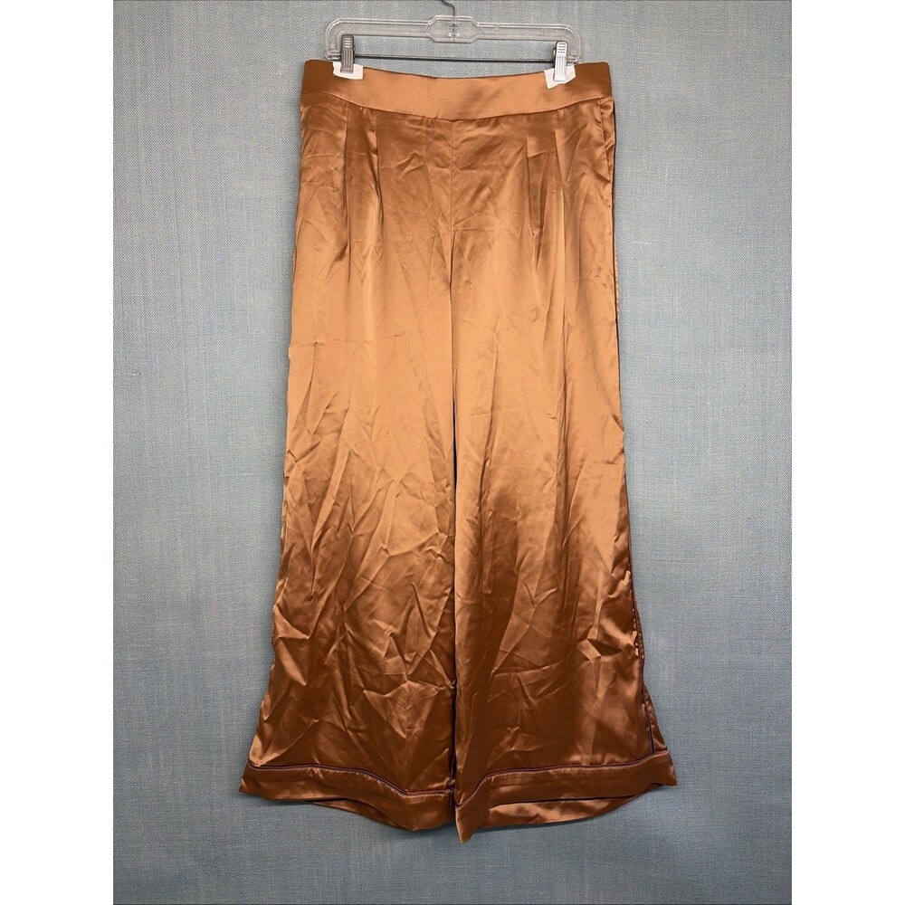Torrid Wide Leg Satin High Rise Pant Brown Plus Size 1 Regular #G36263